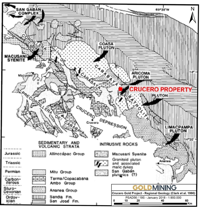 Crucero Property regional geology map